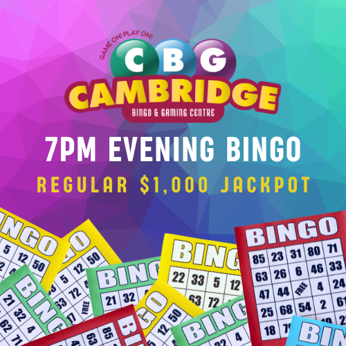 Daily 1:00pm Jackpot Carnival Bingo at Cambridge Bingo & Gaming Centre