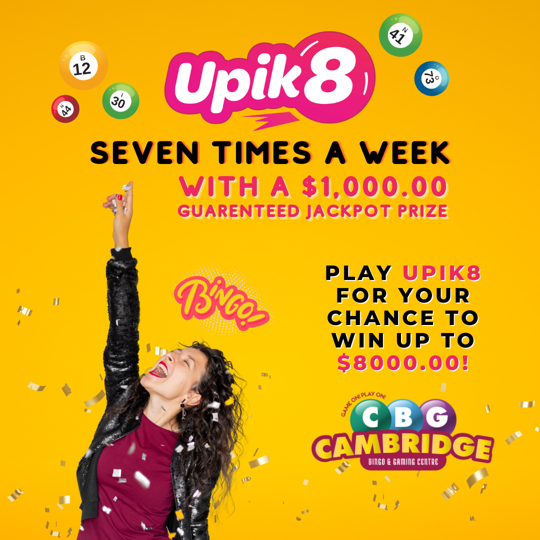 Upik8 seven times a week with a 1000 guaranteed jackpot prize